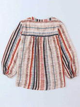 Striped Notched Neck Babydoll Blouse